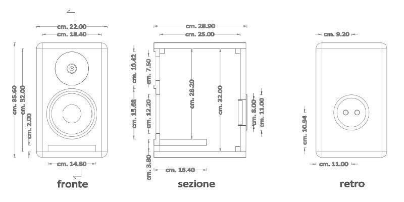 disegno Naboo condotto lamellare posizionato sul baffle frontale