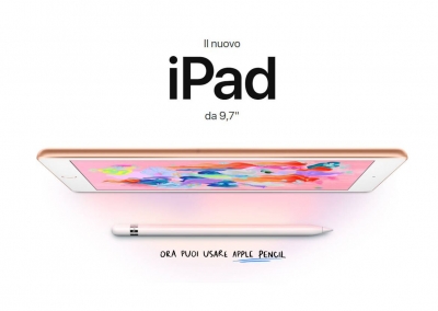 Apple lancia il nuovo Ipad da 9,7” con chip A10 e Apple pencil. Dedicato alle scuole.